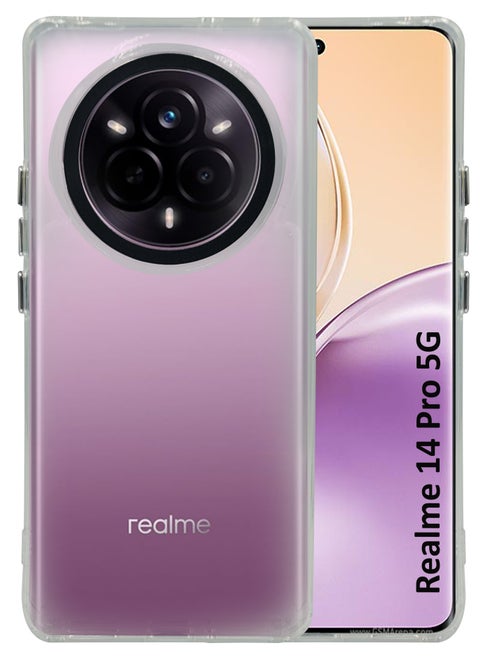 For Realme 14 Pro 5G - Semi Colourful Half Transparent  Protective Bumber Case  - Transparent