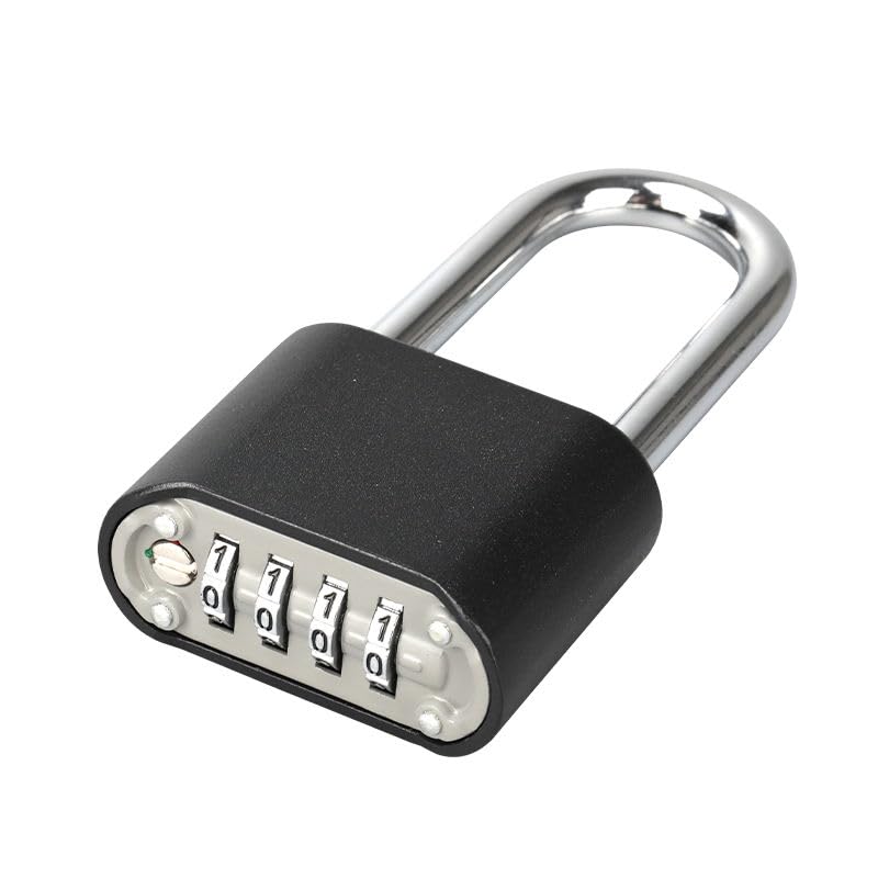 Jukusa Heavy Duty 4-Digit Combination Steel Padlock | Resettable Code Lock with 10,000 Combinations & 8mm Hardened Steel Shackle | High Security Metal Padlock for Gym, Locker, Gate & Travel (Black) - Image 2