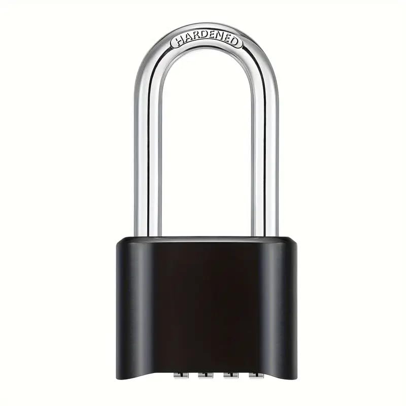 Jukusa Heavy Duty 4-Digit Combination Steel Padlock | Resettable Code Lock with 10,000 Combinations & 8mm Hardened Steel Shackle | High Security Metal Padlock for Gym, Locker, Gate & Travel (Black) - Image 1