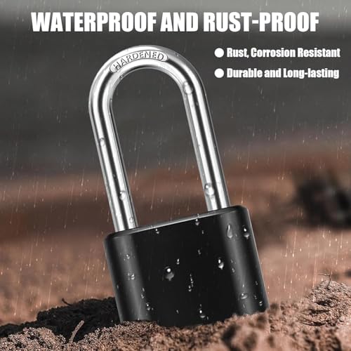 Jukusa Heavy Duty 4-Digit Combination Steel Padlock | Resettable Code Lock with 10,000 Combinations & 8mm Hardened Steel Shackle | High Security Metal Padlock for Gym, Locker, Gate & Travel (Black) - Image 3