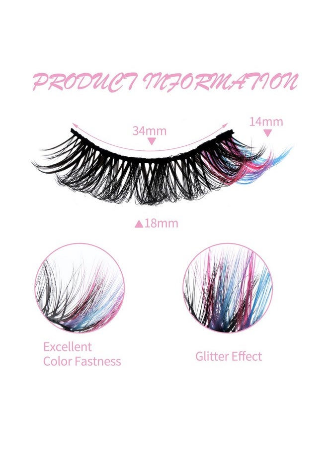 COBEE - Colored False Eyelashes, 7 Pairs Rainbow Fluffy Eye Lashes Wispy Mink Lashes Fake Eyelashes Natural Look Cat Eye Lashes For Cosplay Party Festival - Image 1