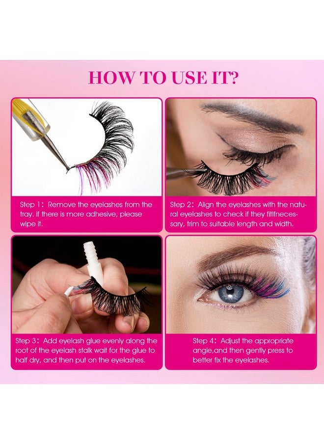 COBEE - Colored False Eyelashes, 7 Pairs Rainbow Fluffy Eye Lashes Wispy Mink Lashes Fake Eyelashes Natural Look Cat Eye Lashes For Cosplay Party Festival - Image 1