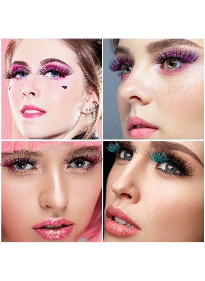 COBEE - Colored False Eyelashes, 7 Pairs Rainbow Fluffy Eye Lashes Wispy Mink Lashes Fake Eyelashes Natural Look Cat Eye Lashes For Cosplay Party Festival - Image 1