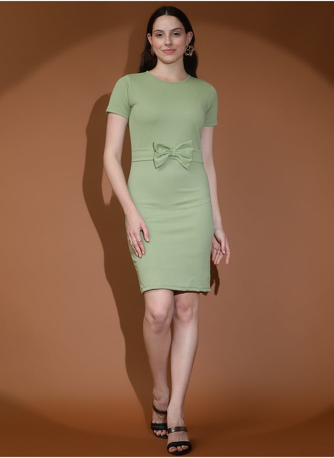 Kotty Solid Bow Detail Sheath Mini Dress  - Image 2