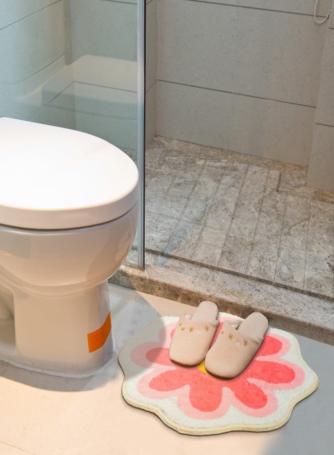 Qunclay 4 Pcs Flower Cute Bath Mat, 15. 8 x 15. 8'' Small Daisy Shaped Washable Bath Rug Non Slip Absorbent Bathroom Mat Funky Floral Toilet Rug Cute Bathroom Bedroom Flower Carpet for Women, 4 Colors - Image 4