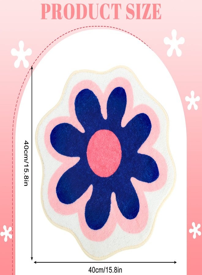Qunclay 4 Pcs Flower Cute Bath Mat, 15. 8 x 15. 8'' Small Daisy Shaped Washable Bath Rug Non Slip Absorbent Bathroom Mat Funky Floral Toilet Rug Cute Bathroom Bedroom Flower Carpet for Women, 4 Colors - Image 2