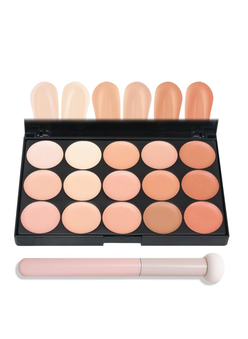 Captaintech Concealer Contour Palette,15 Colors Cream Contour Makeup Palette with Brush,Contouring Liquid Foundation Concealer Palette Highlighting Makeup Kit for Conceals Dark Circles,Blemish - Image 1