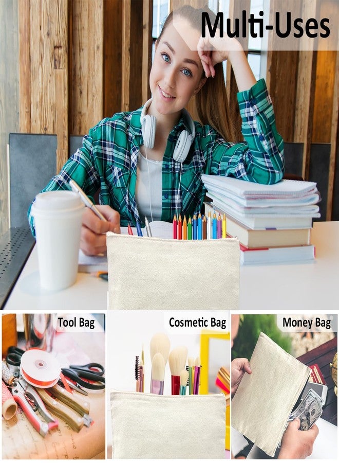 Koolmox Canvas Cosmetic Bag Bulk, 16pcs 9x7'' Zipper Pouch, Plain Canvas Pencil Bag, Pen Bags, Black Cosmetic Bags Bulk for DIY Crafts, Vinyl Print, Personalization, Decoration, Painting - Image 4