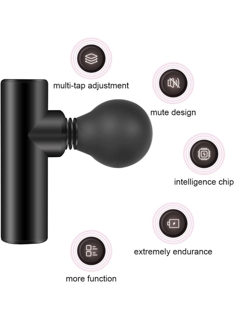 Generic Portable Mini Massage Gun - Deep Tissue Muscle Massager for Neck and Body, 6 Adjustable Speeds, USB Rechargeable, Low Noise Fitness Device for Gym, Office & Face (Black) - Image 2