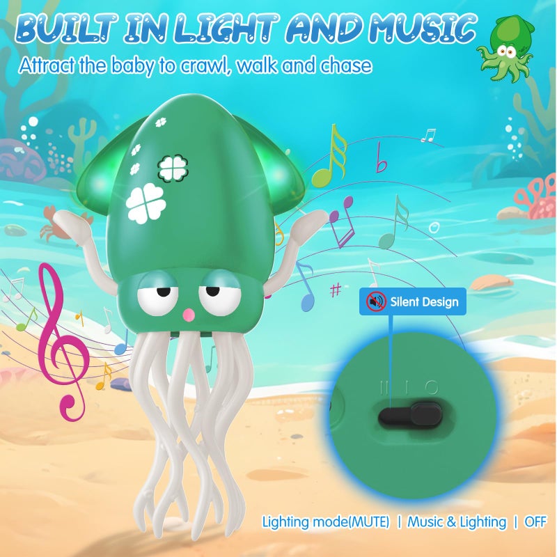 Aotibo Baby Dancing Octopus Toy For 1 2 3 4 5 Year Old Boy Girl  Baby Tummy Time Electric Crawling Octopus Toys 12-18 Months  Dancing Squid Toy For Walking Toddlers  Kids 1St Birthday Gifts  Green - Image 4