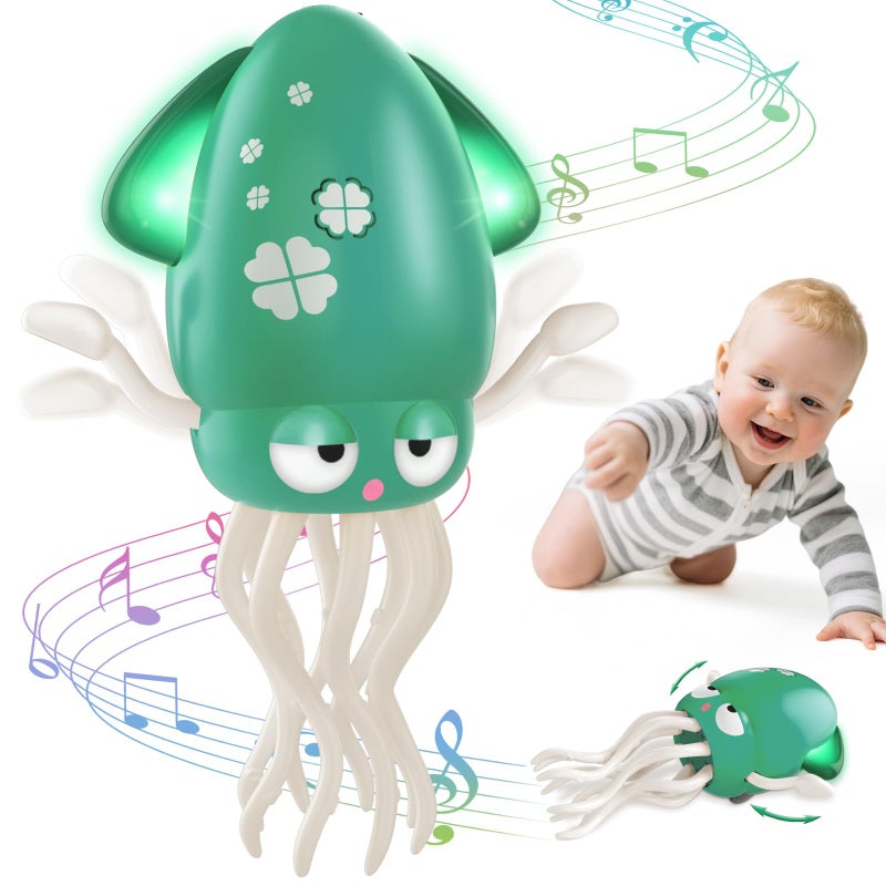 Aotibo Baby Dancing Octopus Toy For 1 2 3 4 5 Year Old Boy Girl  Baby Tummy Time Electric Crawling Octopus Toys 12-18 Months  Dancing Squid Toy For Walking Toddlers  Kids 1St Birthday Gifts  Green - Image 1