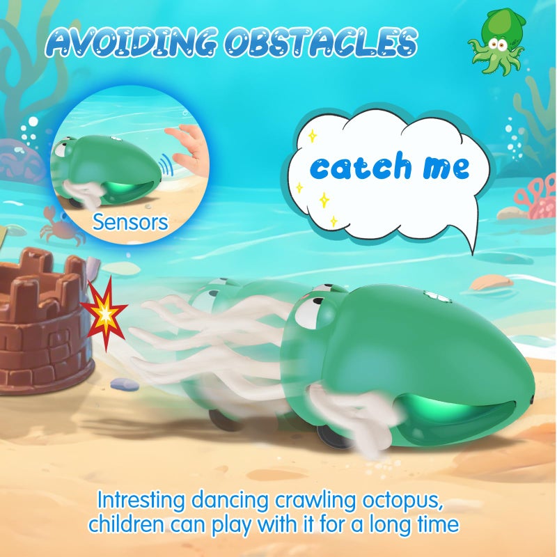 Aotibo Baby Dancing Octopus Toy For 1 2 3 4 5 Year Old Boy Girl  Baby Tummy Time Electric Crawling Octopus Toys 12-18 Months  Dancing Squid Toy For Walking Toddlers  Kids 1St Birthday Gifts  Green - Image 3