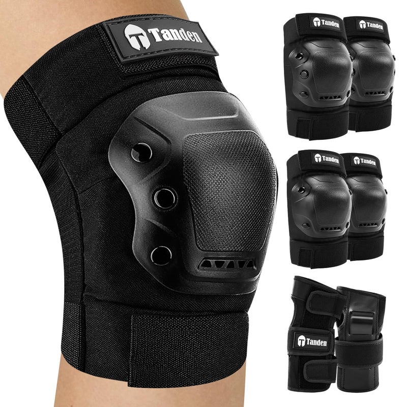 Tanden Skate Protective Gear Adult Knee and Elbow Pads for Roller Skating Pads Adult, Skateboard Knee Pads Elbow Pads Wrist Guards - Image 1