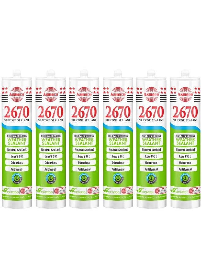 Asmaco Asmaco 2670 Silicone Sealant - Clear - 280 Ml - Set of 06 