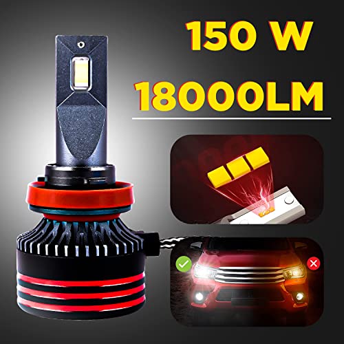 Casago CAHYH11 Hyperdrive H8/H9/H11 150W LED Headlight For Automobiles With Ultra Bright 6000k White Beam Bulbs Plug-Play Design Water Resistant(IP65) And Easy Installation - Image 3