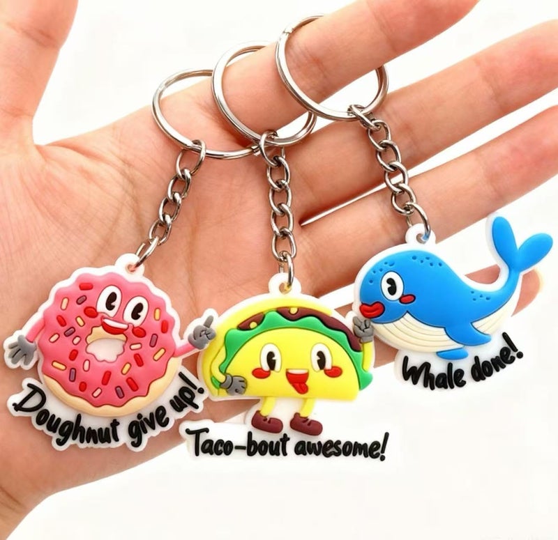 Ella & Emma 20PCS Cute Keychain Party Favors for Kids â€“ Motivational Pun Charms, Classroom Prizes, Birthday Goodie Bag Fillers, School Rewards, Teacher Treasure Box Toys, Backpack Keyrings Bulk - Image 3