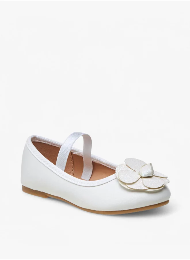 Flora Bella By Shoexpress Flower Embellished Ballerina Shoes with Elastic Closure