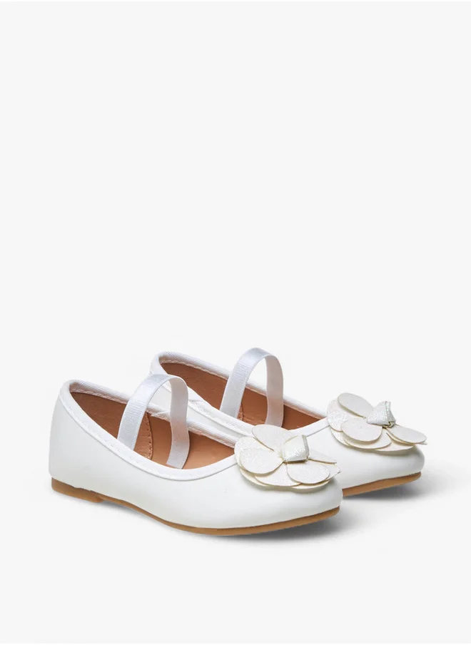Flora Bella By Shoexpress Flower Embellished Ballerina Shoes with Elastic Closure