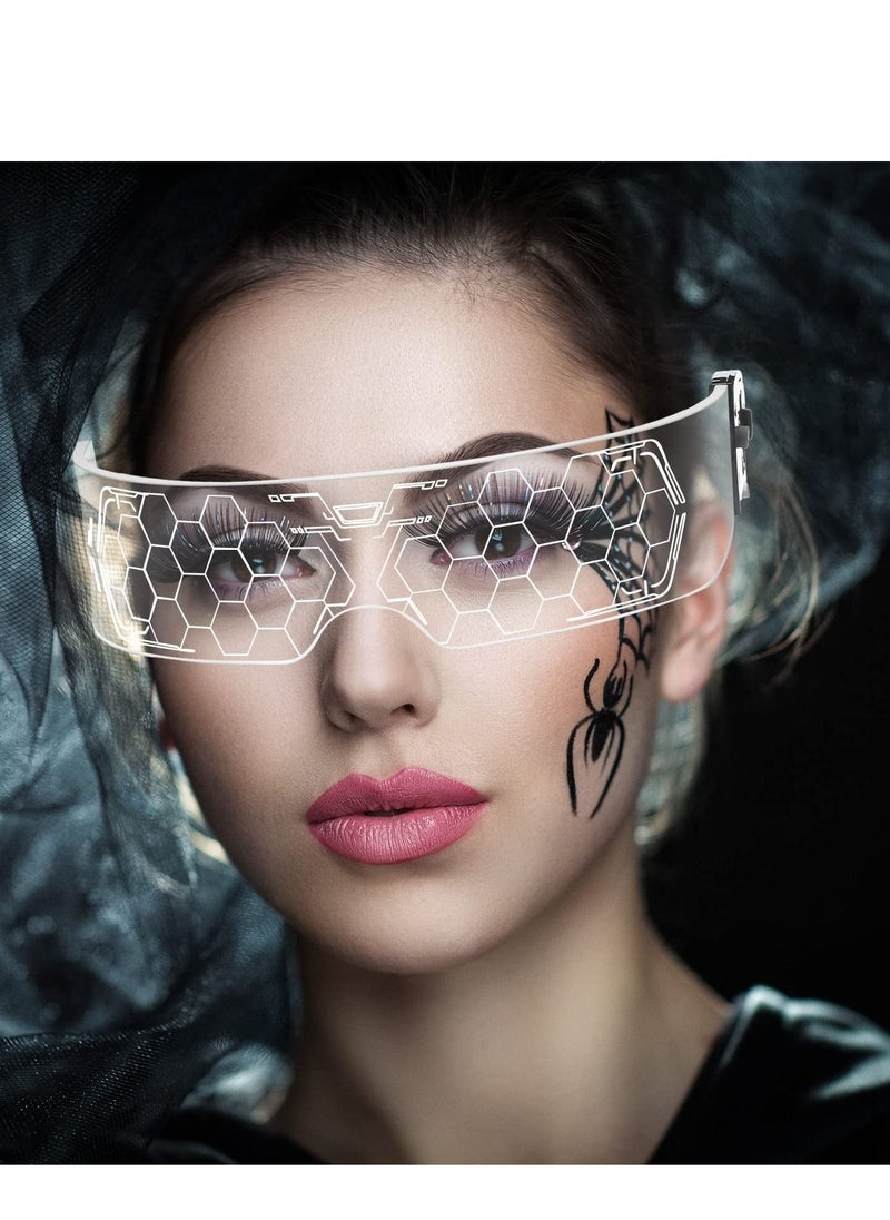 Y&D - Cyberpunk Style LED Colorful Light Emitting Technology Glasses, Bar Bounce Party Transparent Sci-fi Honeycomb Light-emitting Future Flash Glasses - Image 1