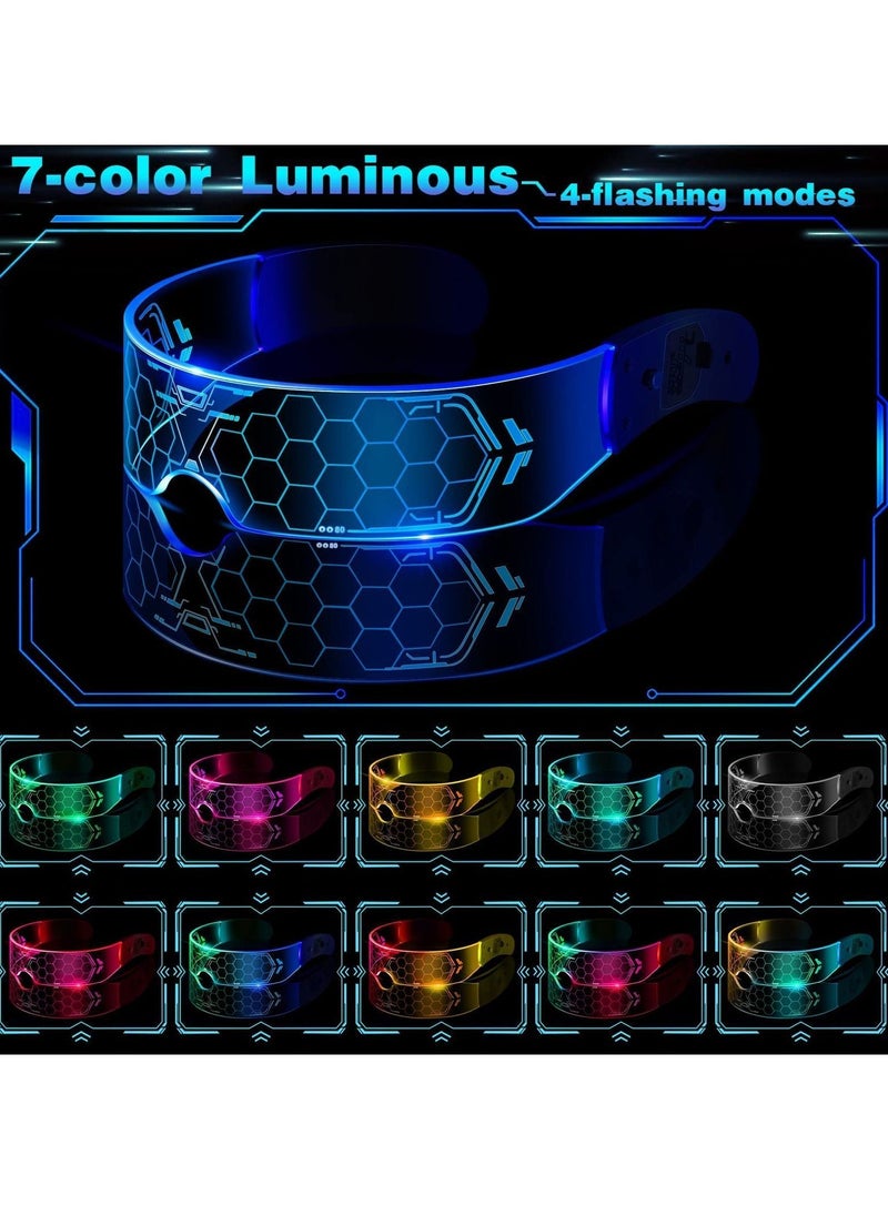 Y&D Cyberpunk Style LED Colorful Light Emitting Technology Glasses, Bar Bounce Party Transparent Sci-fi Honeycomb Light-emitting Future Flash Glasses  - Image 5