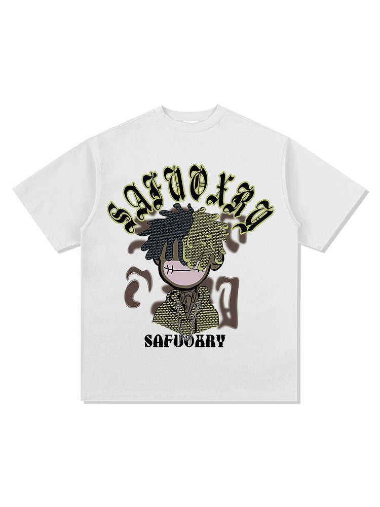 Original Hip-hop Kids Short-sleeved 2024 Summer New Casual Cotton T-shirt Top Loose Heavy-weight Crewneck - Image 4