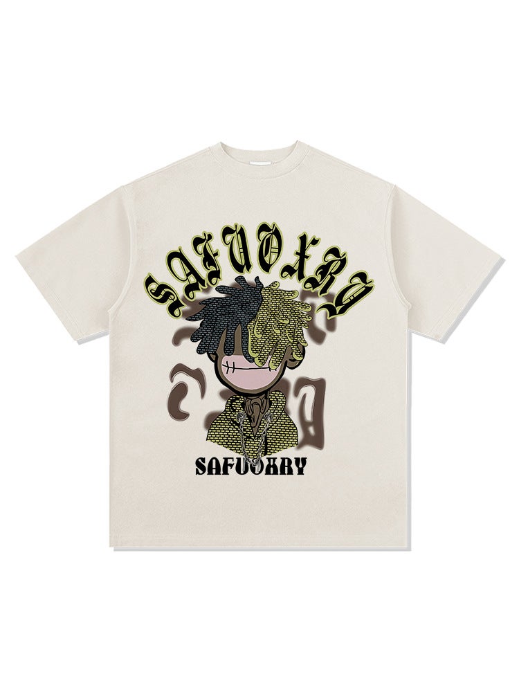 Original Hip-hop Kids Short-sleeved 2024 Summer New Casual Cotton T-shirt Top Loose Heavy-weight Crewneck - Image 3