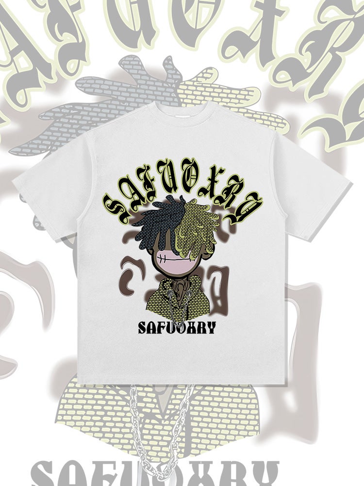 Original Hip-hop Kids Short-sleeved 2024 Summer New Casual Cotton T-shirt Top Loose Heavy-weight Crewneck - Image 2