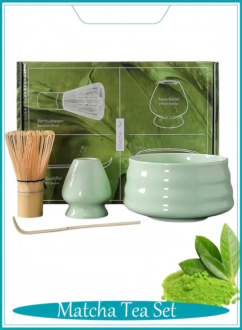 ميكو اغراض الماتشا 4 قطع، ويسك ماتشا مع وعاء سيراميك وخفاقة بامبو وملعقة، طقم تحضير الماتشا التقليدي الفاخر - Image 1