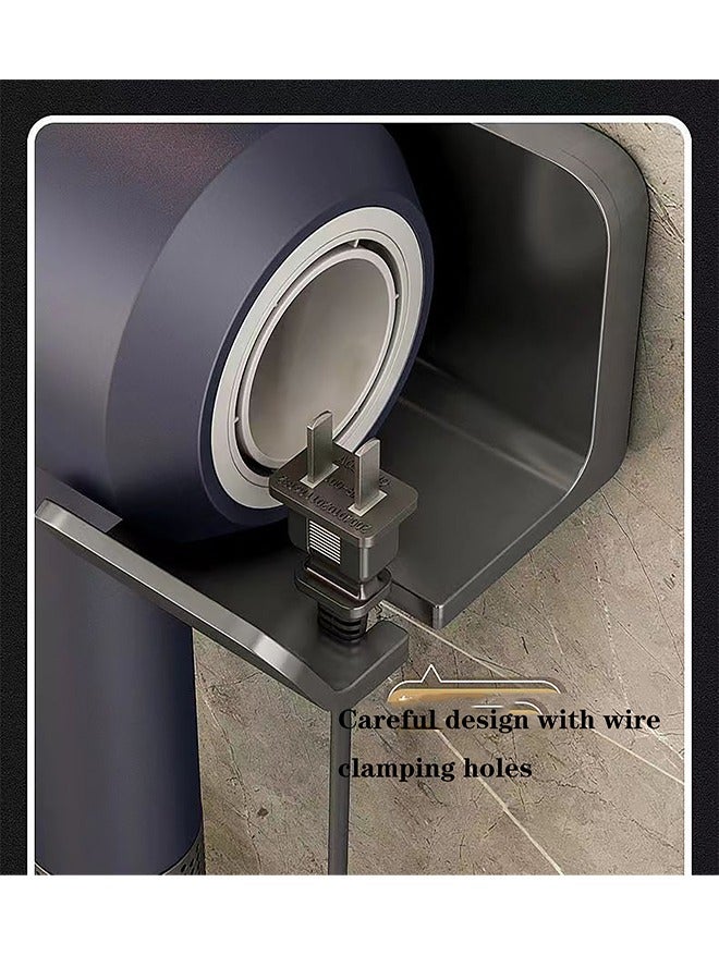 كابتن تيك حامل مجفف شعر مثبت على الحائط لمجفف الشعر دايسون الأسرع من الصوت، رف تخزين مجفف الشعر الجديد من الألومنيوم - Image 3