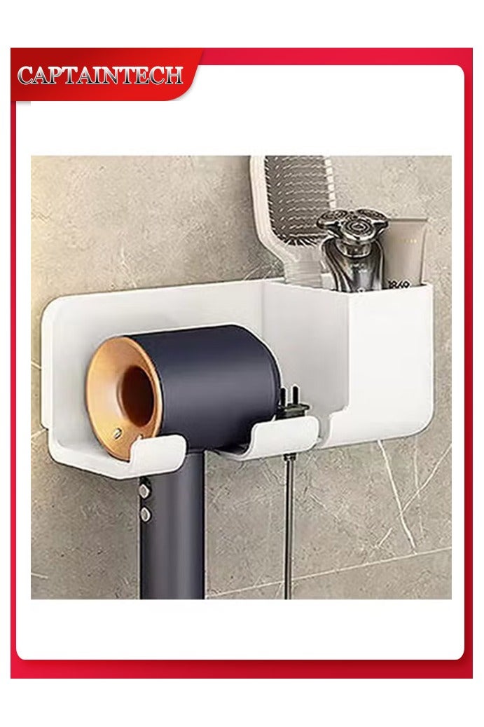 كابتن تيك حامل مجفف شعر مثبت على الحائط لمجفف الشعر دايسون الأسرع من الصوت، رف تخزين مجفف الشعر الجديد من الألومنيوم - Image 1