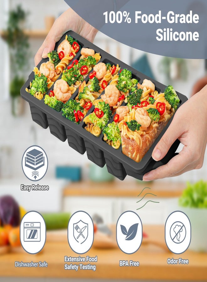 Aopigavi 1/2 Cup Silicone Freezer Molds with Lid, 2-Pack Silicone Freezer Trays for Soup, Sauce & Broth - Meal Prep Containers, Large Ice Cube Tray, Oven & Dishwasher Safe - Image 3