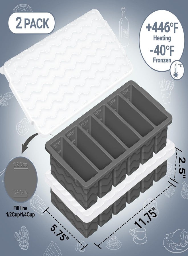 Aopigavi 1/2 Cup Silicone Freezer Molds with Lid, 2-Pack Silicone Freezer Trays for Soup, Sauce & Broth - Meal Prep Containers, Large Ice Cube Tray, Oven & Dishwasher Safe - Image 2