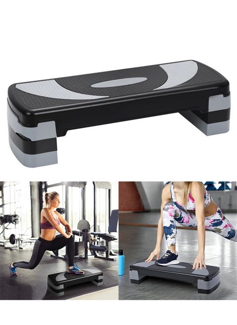 3 Level Adjustable Non Slip Aerobic Exercise Stepper Pilates Fitness Step Training Yoga Black/Grey