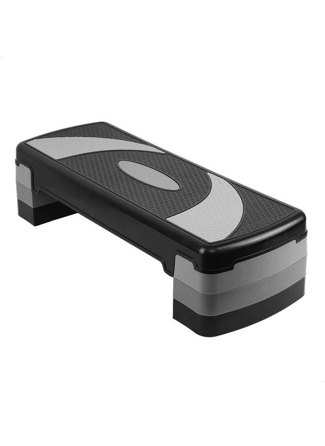 KUYING 3 Level Adjustable Non Slip Aerobic Exercise Stepper Pilates Fitness Step Training Yoga Black/Grey  - Image 2
