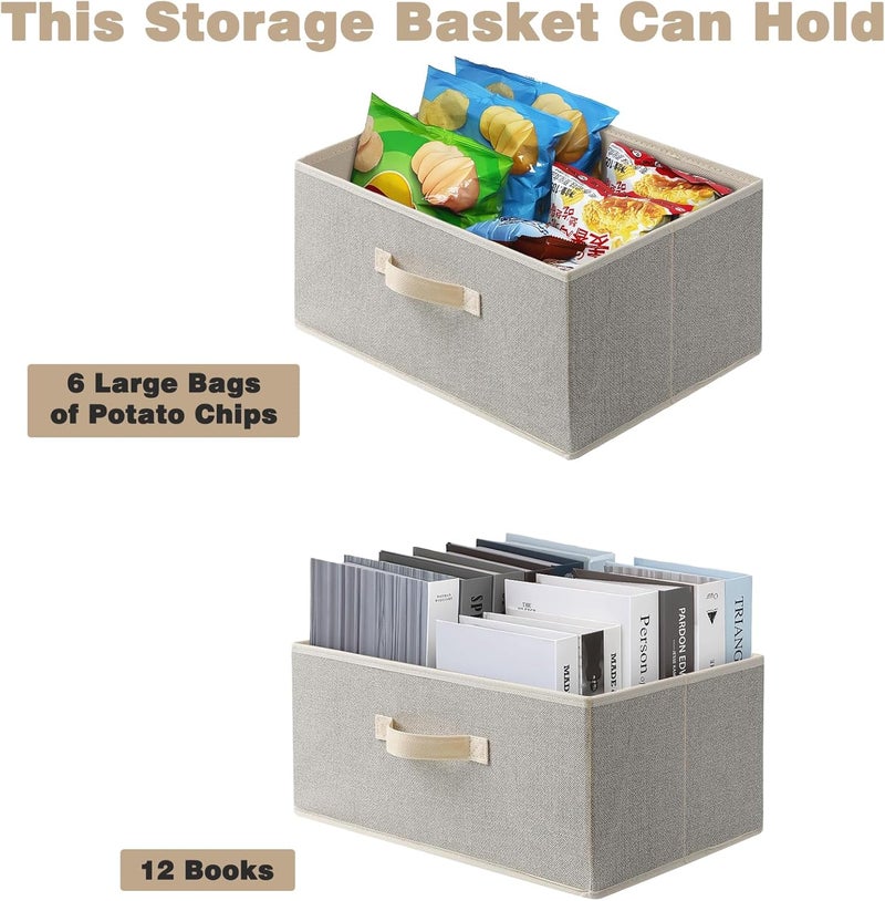 EITMOW Storage Baskets, 15.7-Inch Woven Fabric Bins, Storage Cubes with Reinforced Handles, Organizer Bins for Closet Shelves, Foldable, for Toys, Clothes, Natural Beige (4PCS/Beige-15.7*11*7.8inch) - Image 3