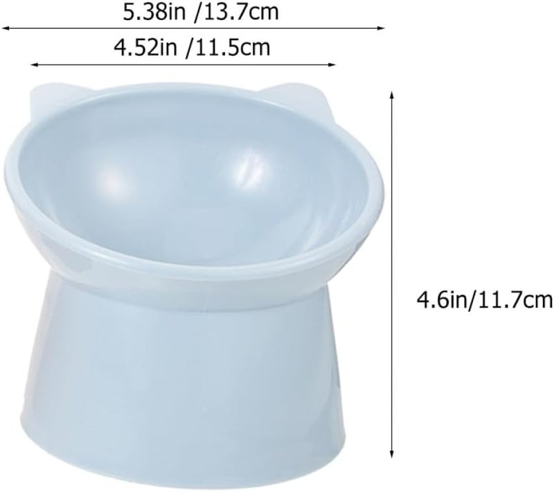2pcs Raised Cat Food Bowls with Neck Protection, Tilted Plastic Feeding Bowls for Cats, Spill-Resistant Elevated Pet Dishes in Pink and Blue for Indoor Use - Image 1