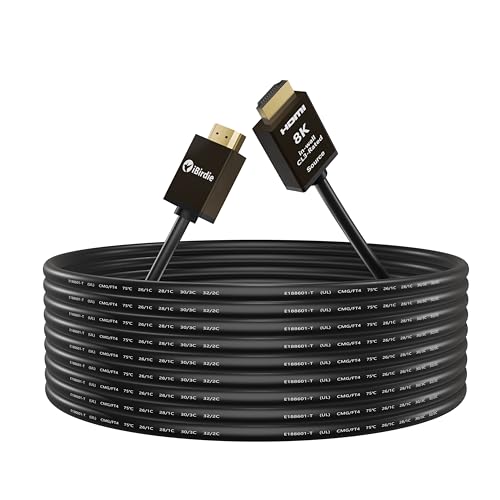 iBirdie 8K Fiber Optic HDMI Cable 50 Feet 16 Meter, in-Wall CL3 Rated, Directional Active Cord, Work on 8K 60hz, 4K 120hz, HDCP 2.3 2.1, 48 Gbps Compatible for Apple-TV PS5 Xbox 4080 4070 - Image 1