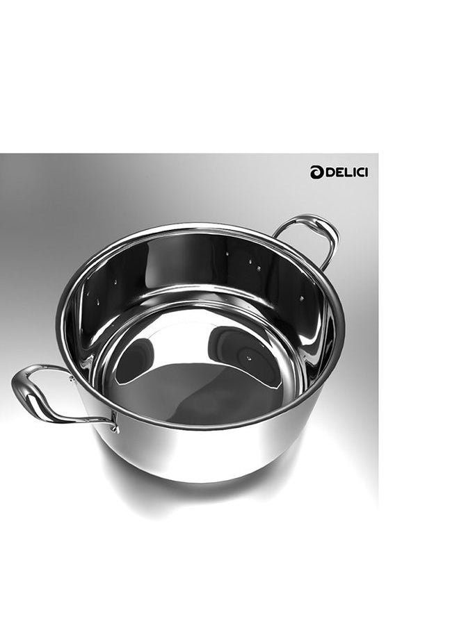 DELICI Stainless Steel Tri ply Sauce Pan 28cm with Lid - 10L Capacity, Premium Riveted Handle, Stainless Steel 304 Grade Interior, Uniform Heat Distribution, Induction, Gas, and Ceramic Compatible  - Image 4