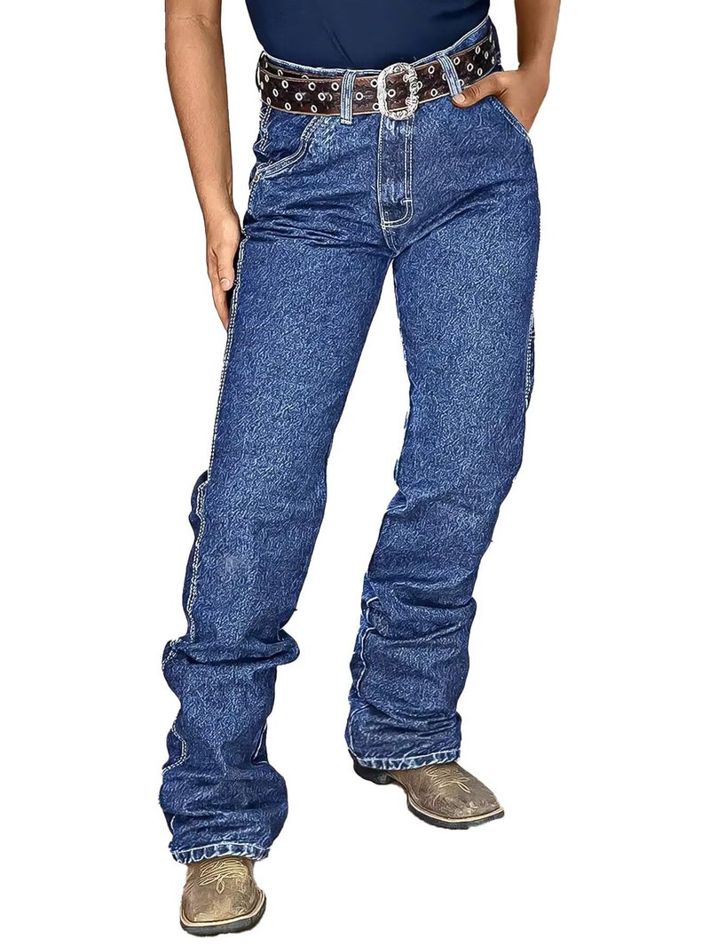 Flamingals Boot Cut Jeans for Women Mid Waist Stretchy Embroidered Trendy Wash Butt Lifting Denim Jeans Navy Blue L - Image 2