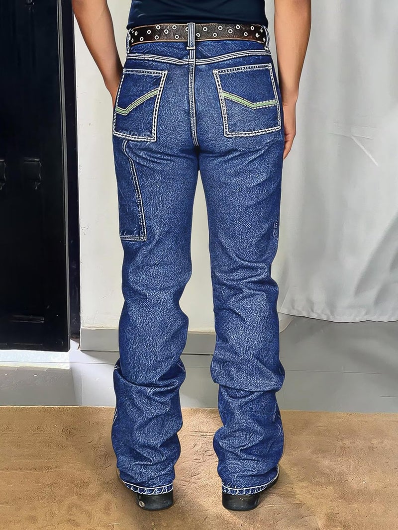 Flamingals Boot Cut Jeans for Women Mid Waist Stretchy Embroidered Trendy Wash Butt Lifting Denim Jeans Navy Blue L - Image 3