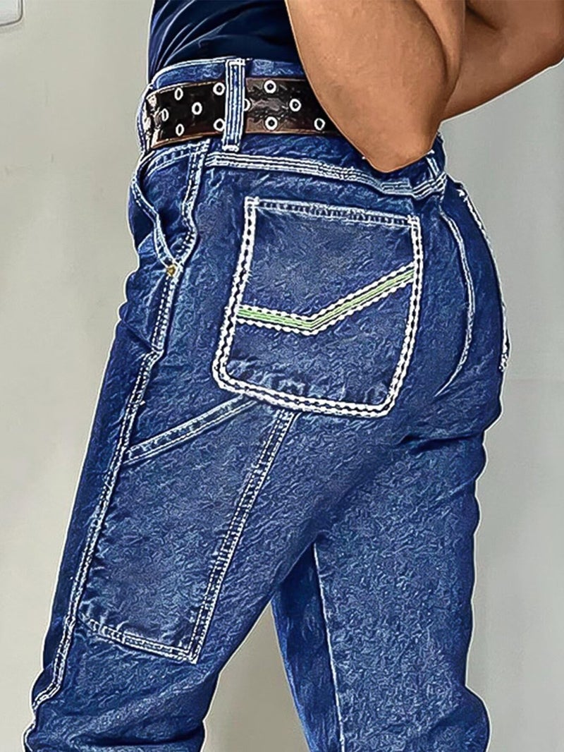 Flamingals Boot Cut Jeans for Women Mid Waist Stretchy Embroidered Trendy Wash Butt Lifting Denim Jeans Navy Blue L - Image 5