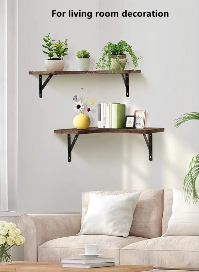 Kutis Corner Floating Shelves Wall Mounted Set of 3 Rustic Wood Wall Storage Shelves for Bedroom Bathroom Kitchen 40x29.5x15 Centimeter - Image 2