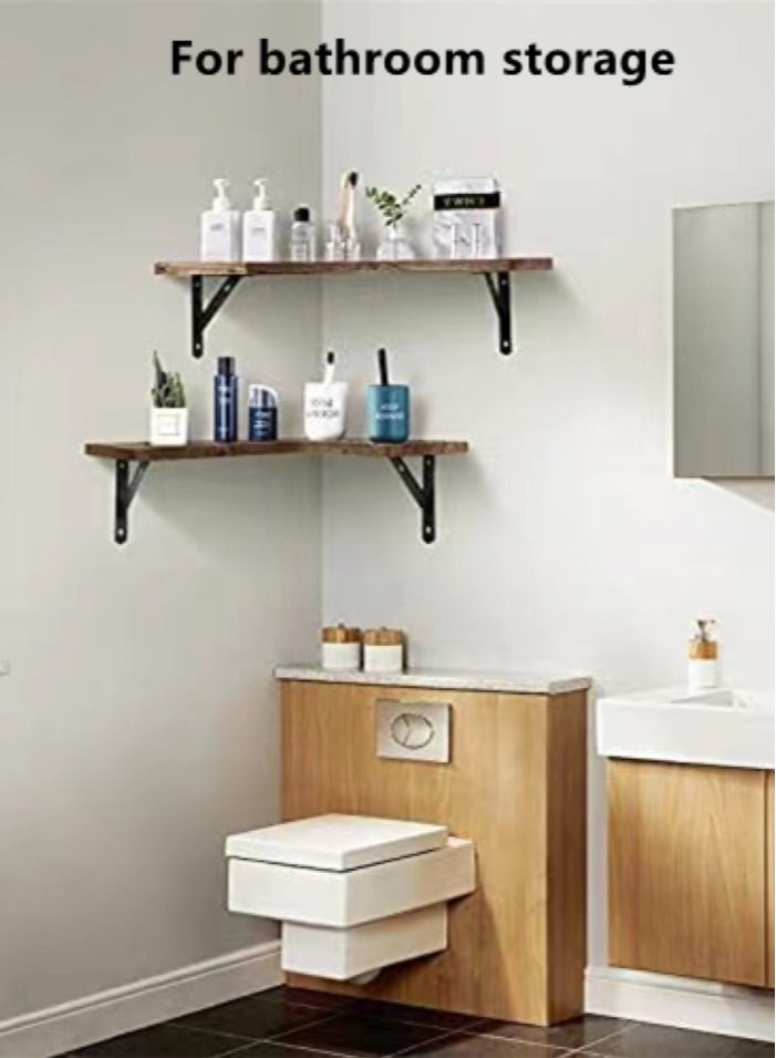 Kutis Corner Floating Shelves Wall Mounted Set of 3 Rustic Wood Wall Storage Shelves for Bedroom Bathroom Kitchen 40x29.5x15 Centimeter - Image 5