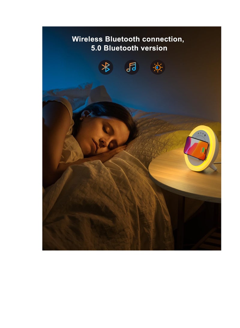 SYOSI Wireless Charging Bluetooth Speaker, Night Light Bluetooth Speaker, Color Changing Bluetooth Speaker Night Light, Wireless Charger Stand LED Music Lamp, Gifts Girls Boys (6.6inch) - Image 2