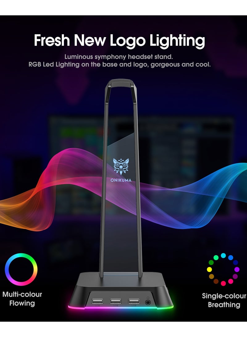 onikuma ST-2 RGB Gaming Headset Holder Detachable Hub With 3 USB Charging Ports - Image 3