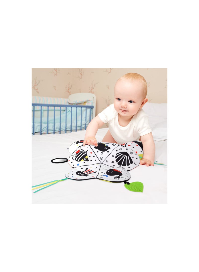 Zikra High Contrast Baby Tummy Time Pillow with Detachable Support, Mirror, Teethers, and Soft Plush Toys - Ideal for Infant Discovery and Development. Perfect for Engaging Tummy Time Activities! - Image 2
