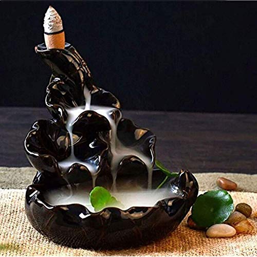 CRAFTAM Polyresin Dropping Smoke Backflow Fountain Cone Incense Holder Showpiece Figurine with Free 10 Back Flow Incense Cones Item Name - Image 1