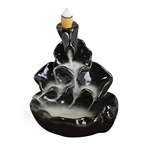 CRAFTAM Polyresin Dropping Smoke Backflow Fountain Cone Incense Holder Showpiece Figurine with Free 10 Back Flow Incense Cones Item Name - Image 3