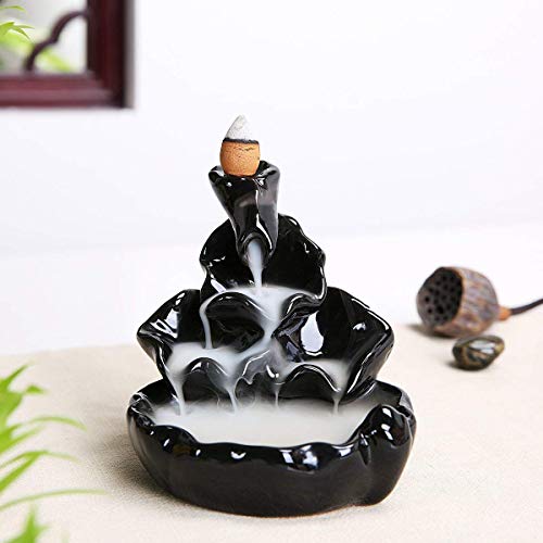 CRAFTAM Polyresin Dropping Smoke Backflow Fountain Cone Incense Holder Showpiece Figurine with Free 10 Back Flow Incense Cones Item Name - Image 2