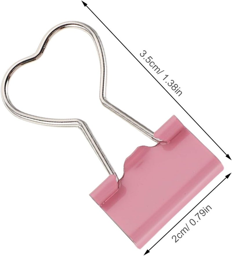 Operitacx 24pcs Heart-Shaped Metal Binder Clips, Retro Colorful Paper Clamps for Organizing Documents, Receipts, and Notebooks, Office and School Supplies - Image 2